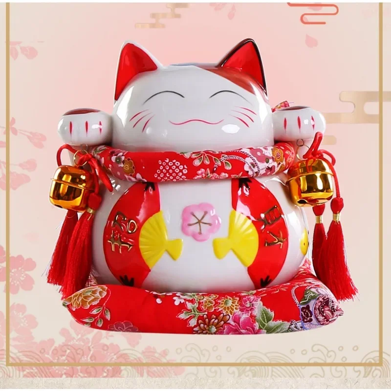 8-inch Large Lucky Cat Ceramic Piggy Bank Cashier Home Store Opened To Send Gifts To Move  Kawaii Accessories Lucky Cat