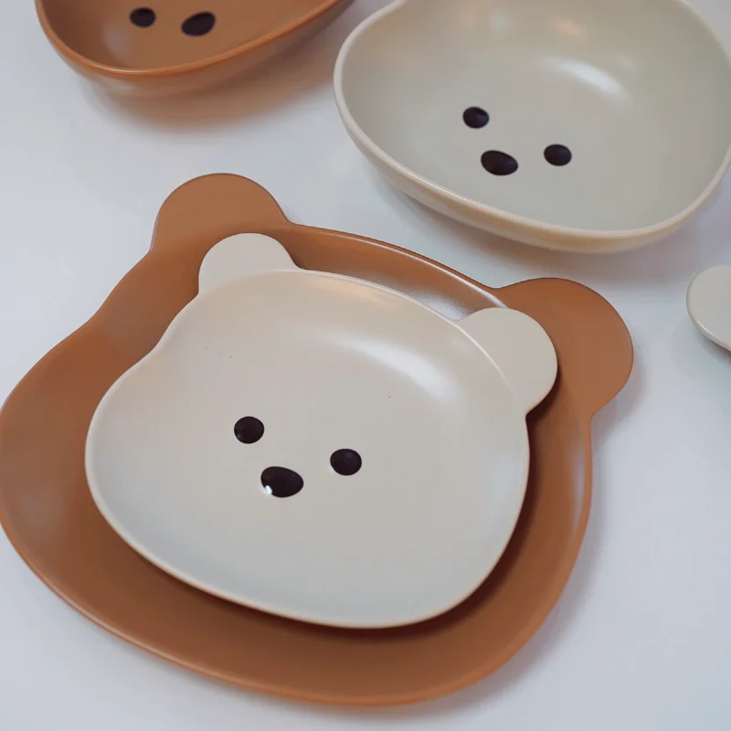 

Korean Creative Style White Bear Brown Bear Head Bowl Cute Cartoon Ceramic Rice Bowl Salad Bowl Breakfast Plate Tableware