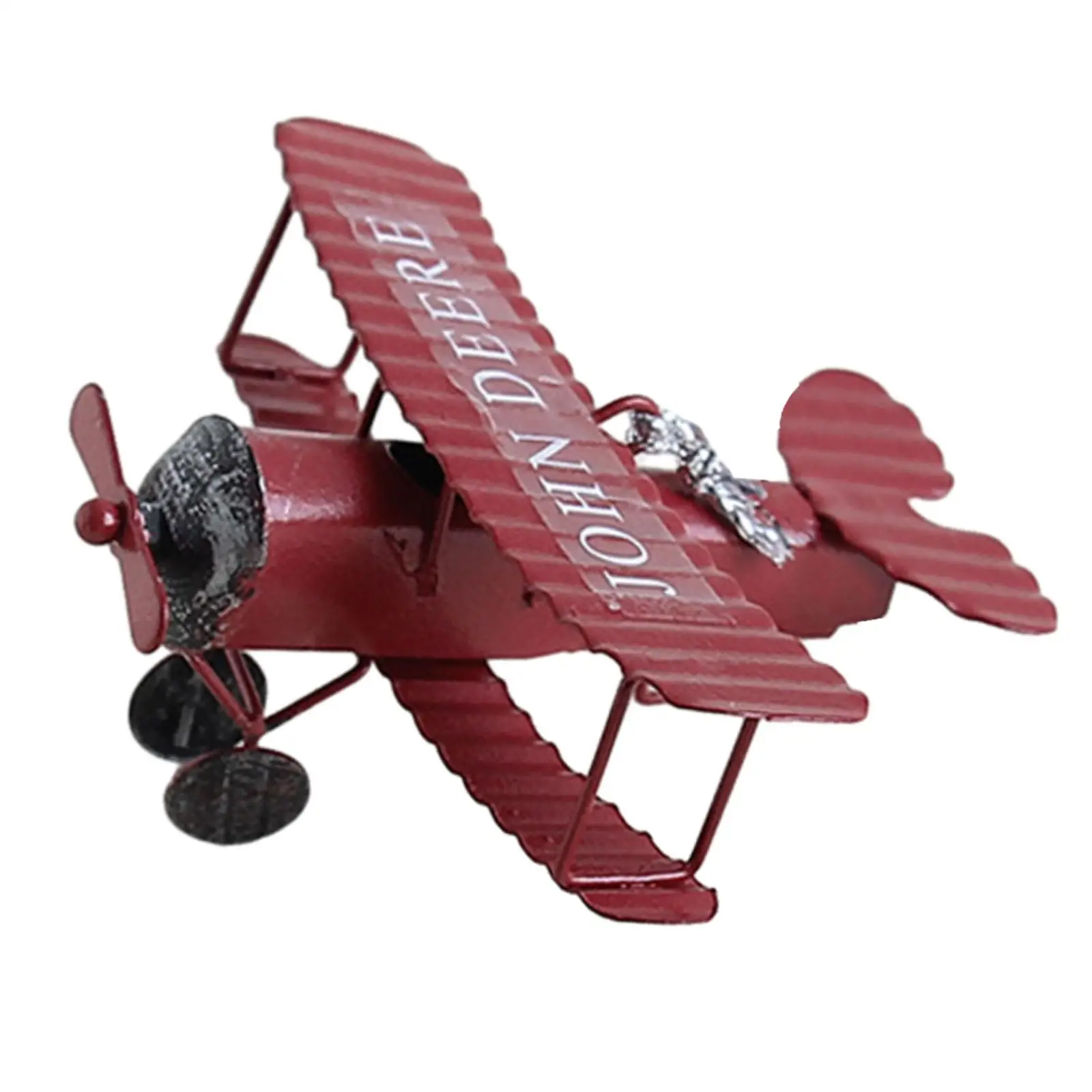 Biplane Metal Model Ornament Airplane Photo Props Pendant Desktop Toy Glider