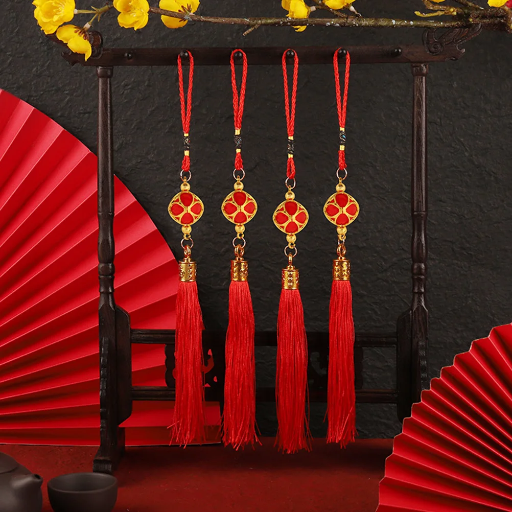 10 Pcs Red Silk Ball Lantern New Year Rabbit Decor Mini Tassel Hanging nament Style Festival Supplies Wall Decor Indoor - Image 3