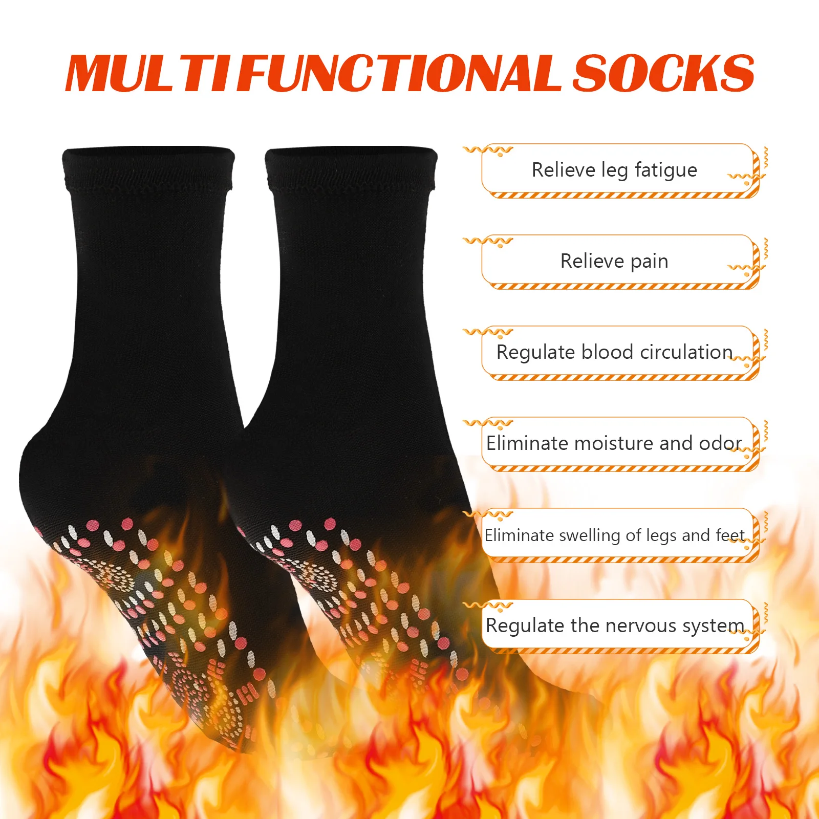 

4pcs Thermal Warm Socks Winter Foot Warmer Breathable Anti-Freeze Cotton Massage Socks For Men Women Outdoor Ski Mountaineering
