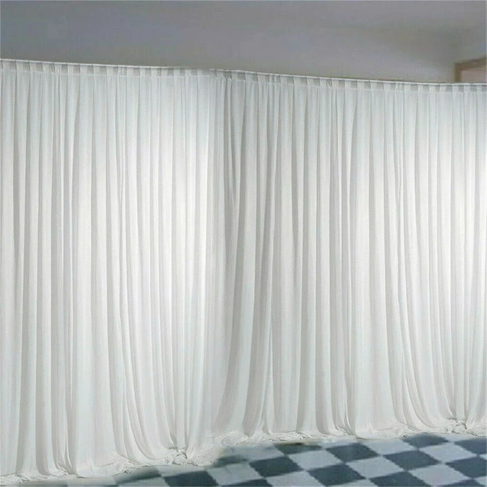 10ft X 10ft White Pleated Decoration Wedding Photography Backdrop Curtain For Celebration Stage Party Decor