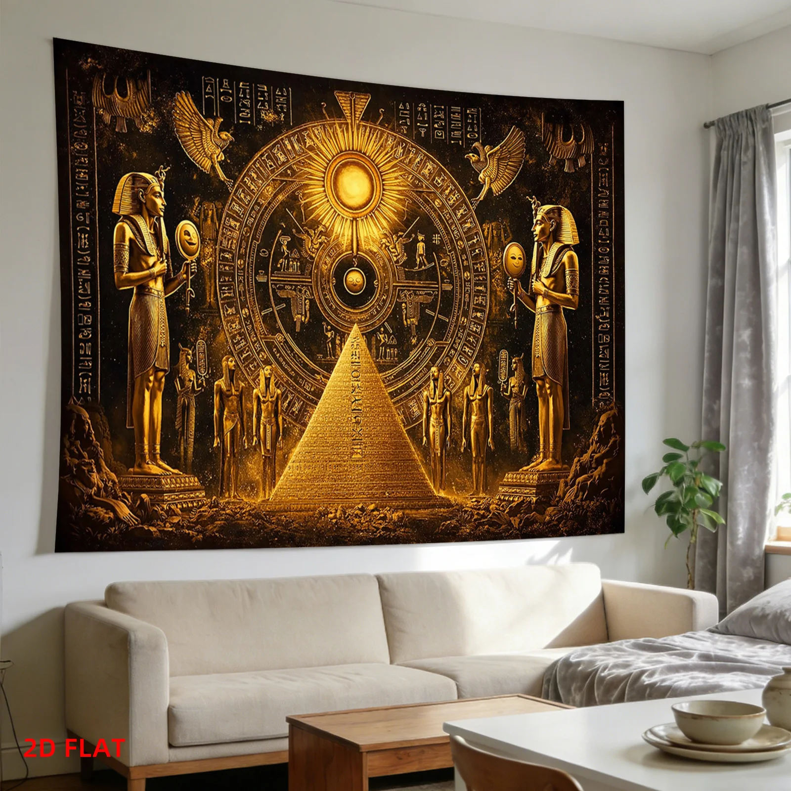 Majestic Ancient Egyptian Pharaoh Pyramid Tapestry Wall Hanging Boho Decor Artwork Mythology Sun Hieroglyph Art Poster