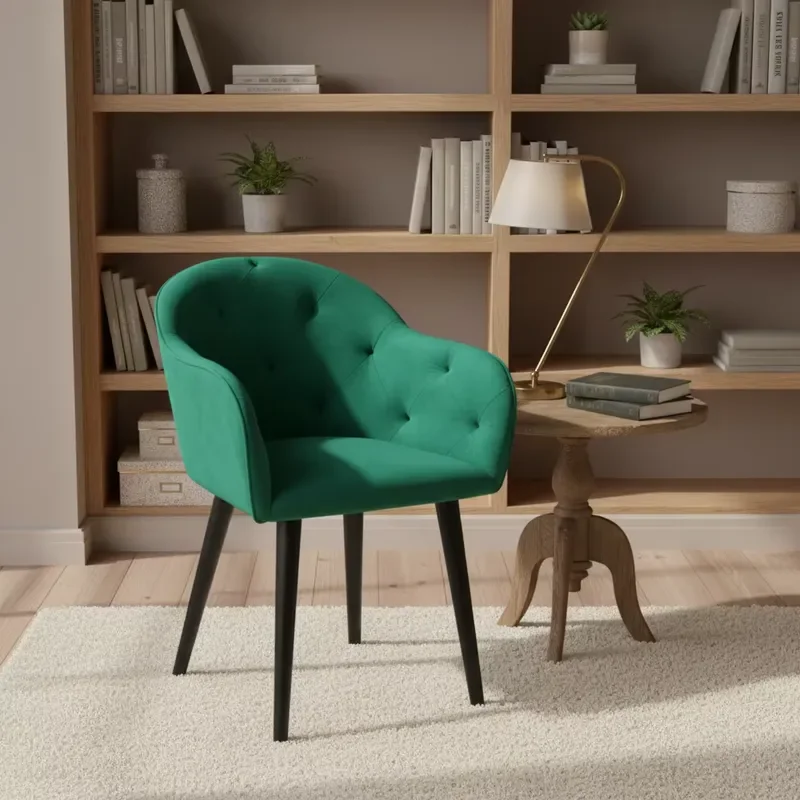 Laynsino Home Furniture Wood Legs Modern Tufted Velvet Fabric Dining Chairs for Living Room & Home Office