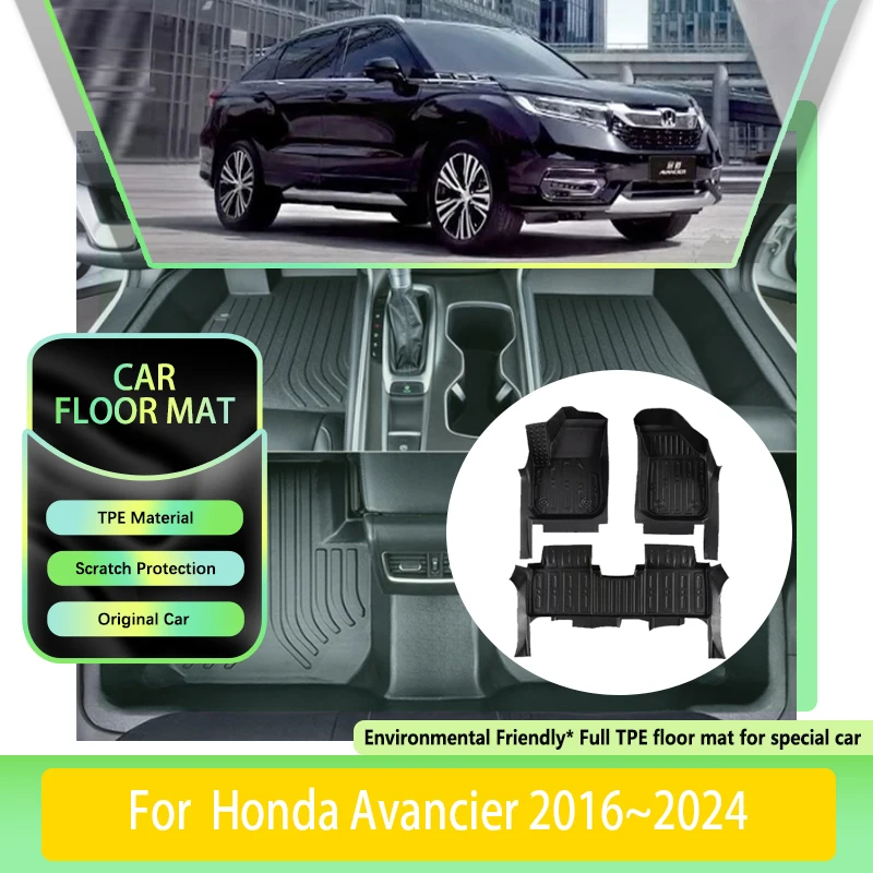 

TPE Car Floor Mat For Honda Avancier Crossover UR-V URV TG 2016~2024 Waterproof Leather Pad LHD Foot Carpet Rug Auto Accessories