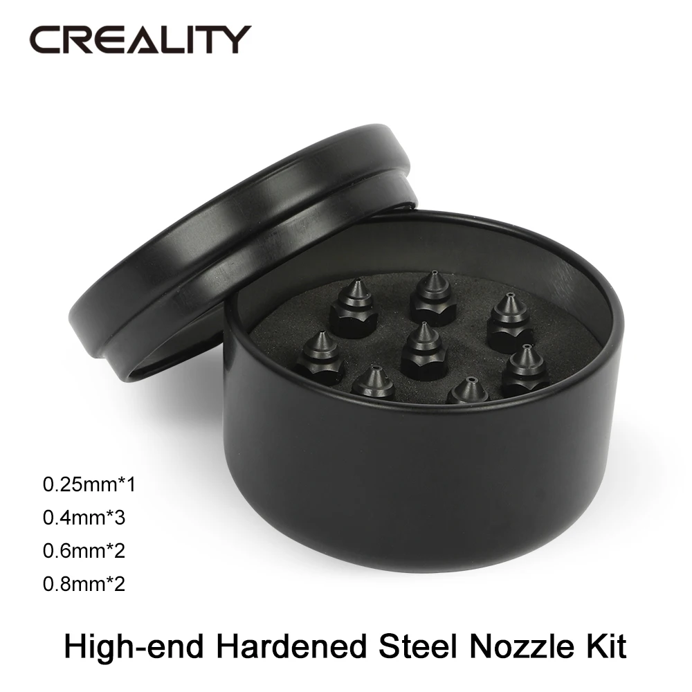 Creality 3D Printing High-end Nozzle Kit 0.25mm 0.4mm 0.6mm 0.8mm Brass /Copper Alloy/Hardened Steel Nozzle Kit for Ender-3 V2