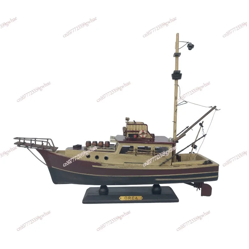 Wooden Jaws - 37cm Orca Model Shark Fishing Boat Movie, Relative Items, Famous Boats, Antique Decoration, Seaside Home Decor