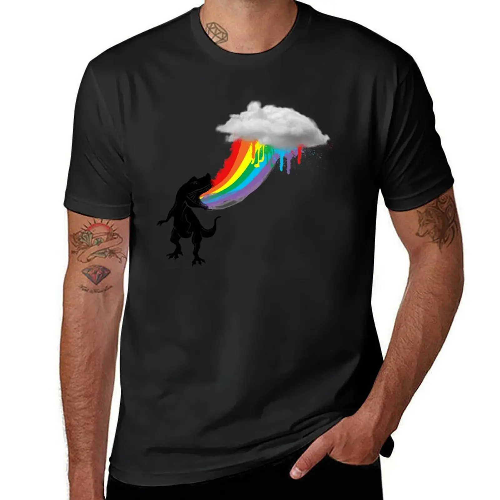 

rainbow dinosaur T-Shirt custom t shirt Luxury man Personalized t-shirt plain t shirts men