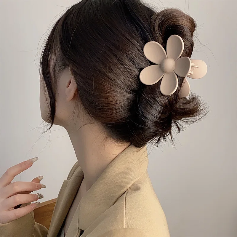 Grote Bloem Klauw Clips Voor Vrouwen Mode Haar Klauw Haar Klemmen Meisjes Matte Haarspelden Zoete Hoofddeksels Barrette Haaraccessoires