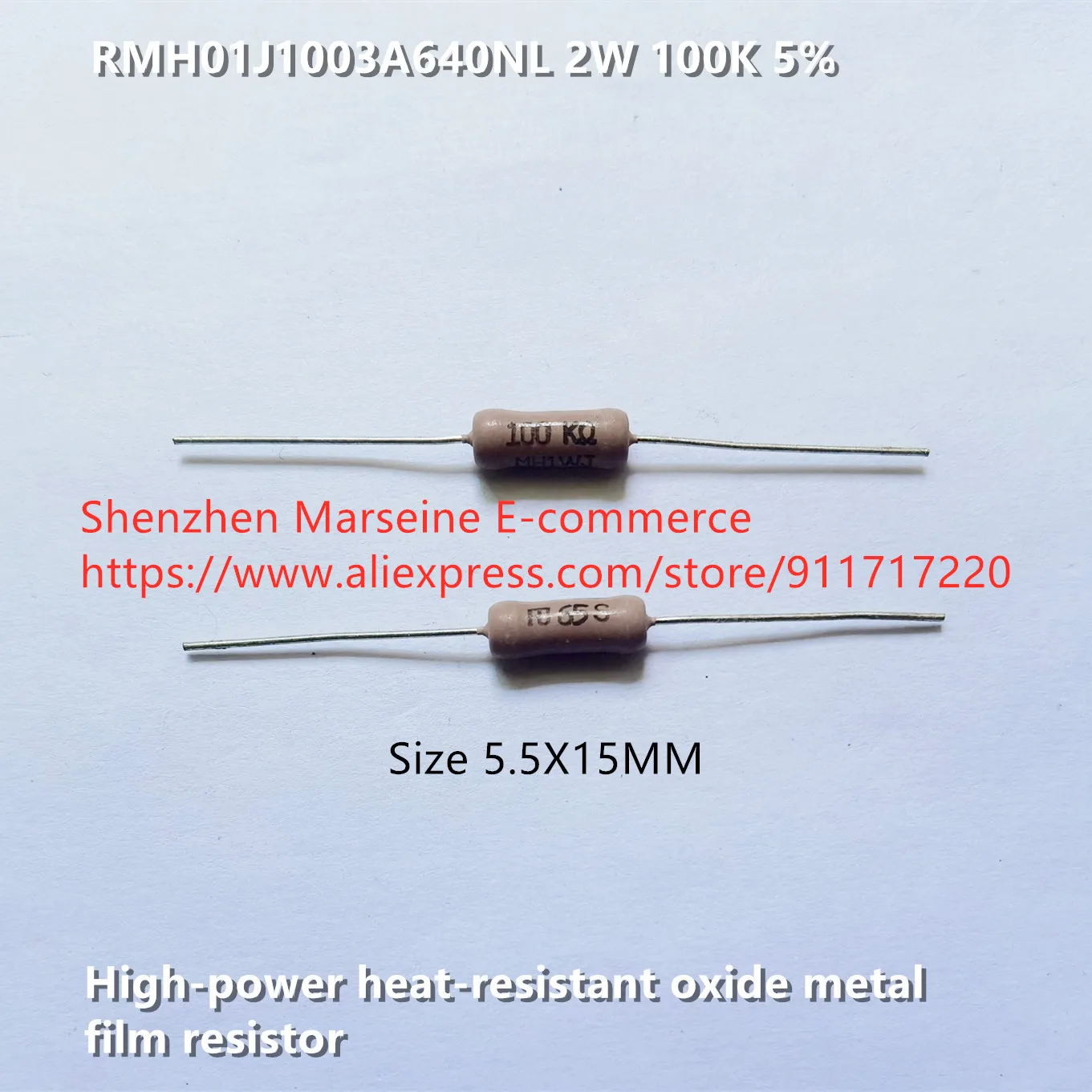 Original New 100% RMH01J1003A640NL 1W 100K 5% high-power heat-resistant oxide metal film resistor 5.5X15MM (Inductor)