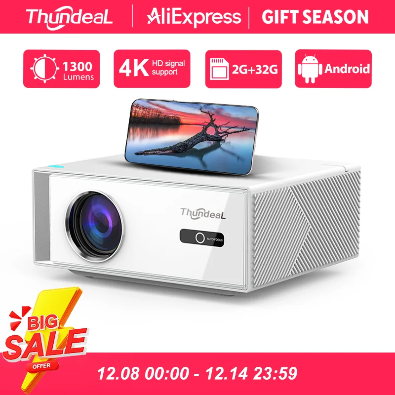 Проектор ThundeaL TD95W 4K Full HD 1080P Android WIFI Светодиодный проектор TD95 Портативный уличный видеоигровой домашний кинотеатр Кинопроектор