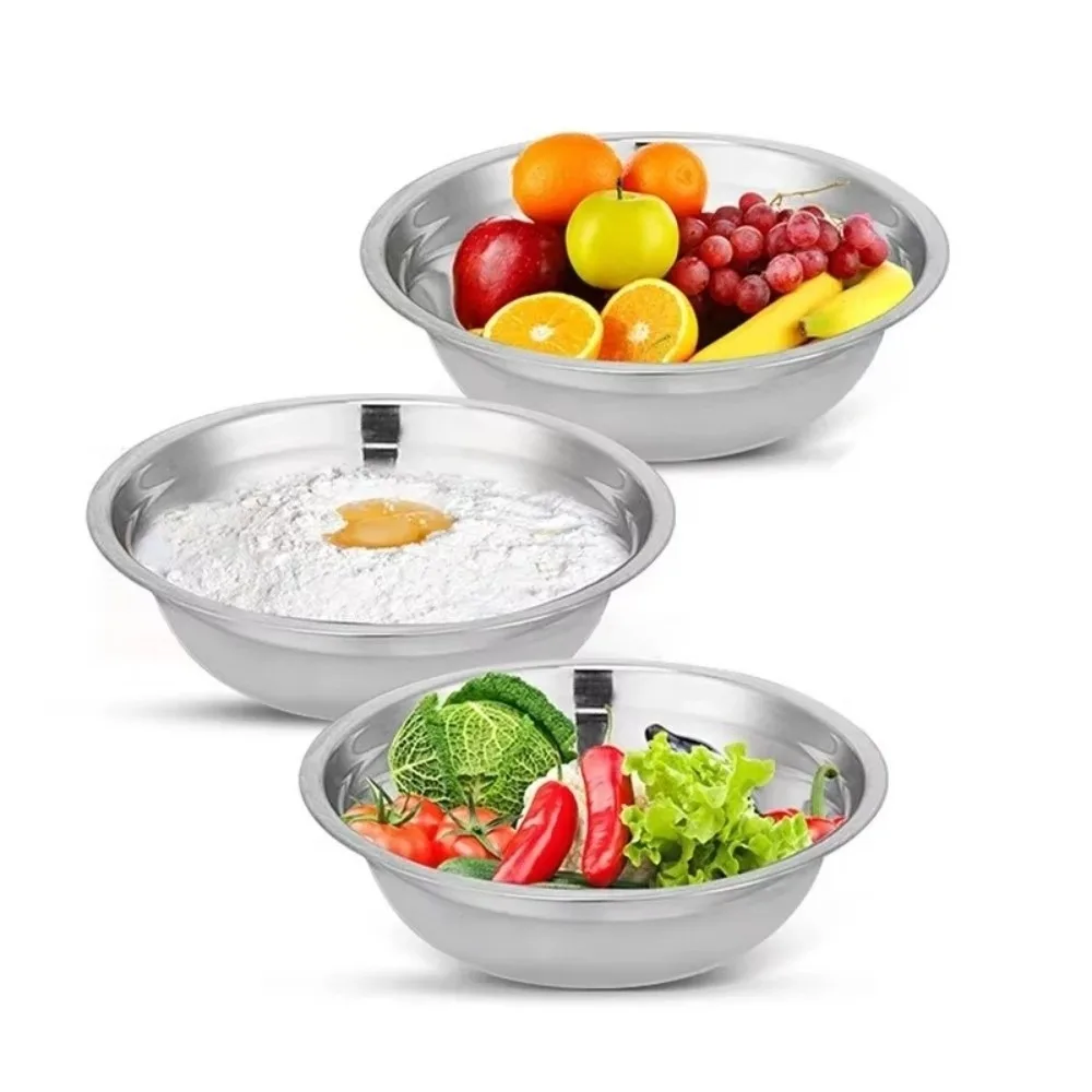 New Food Grade Rice Bowl Durable Stainless Steel Soup Pot 14-28cm Round Soup Dish Kitchen Supplies