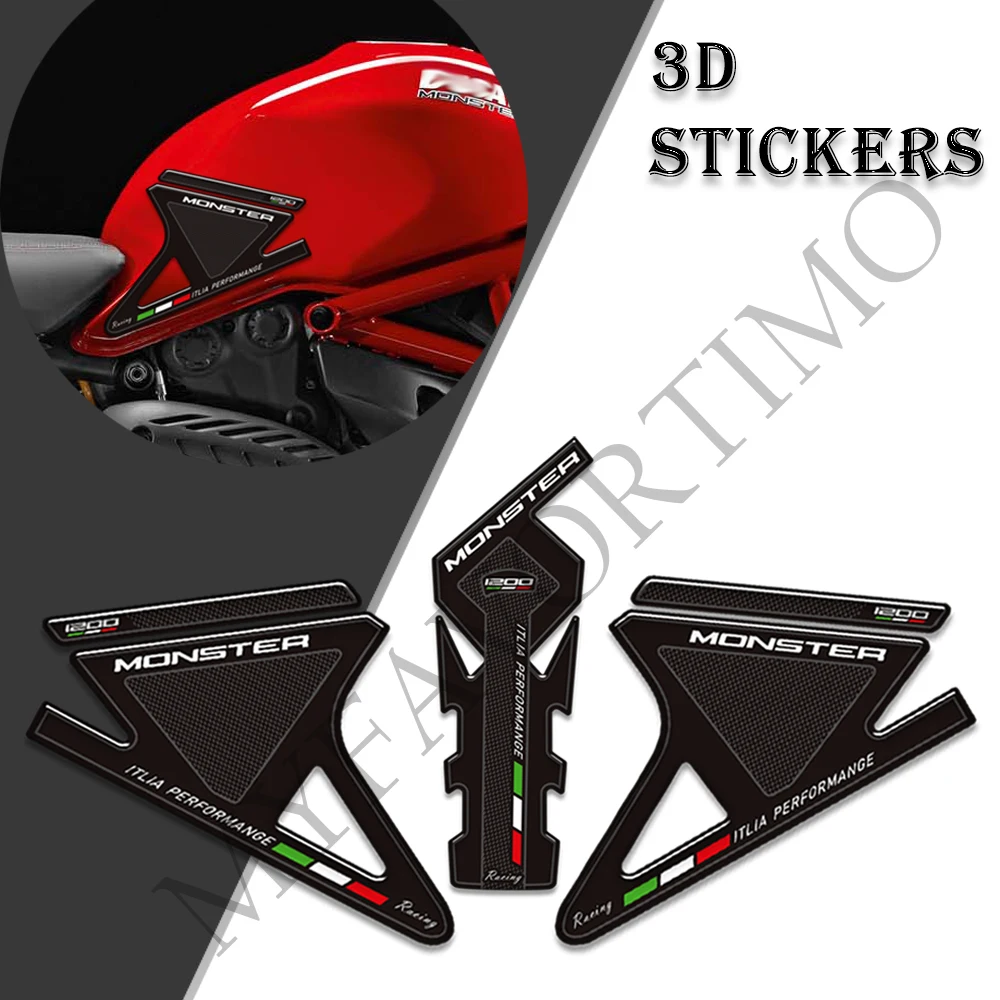 

For Ducati Monster 1200 S R 1200S 3D Motorcycle Stickers Tank Pad Grips Decals Gas Fuel Oil Kit Knee Protection TankPad