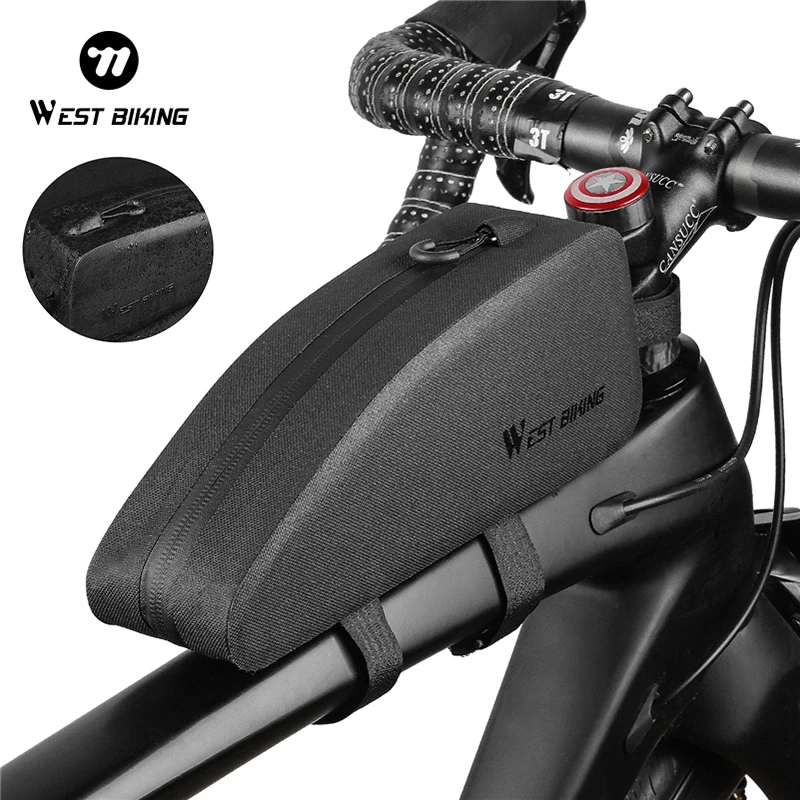 

WEST BIKING Waterproof Cycling Top Front Tube Bag Lightweight MTB Road Bike Frame Bag Slim Bicycle Pannier Case Bike Accessories