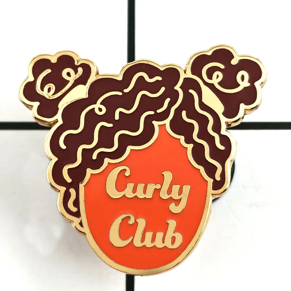 Curly Club Brooch Head Design Badge Nature Roll Enthusiast Metal Pin African Trendy Accessories Cultural Peripheral Lapel Pin