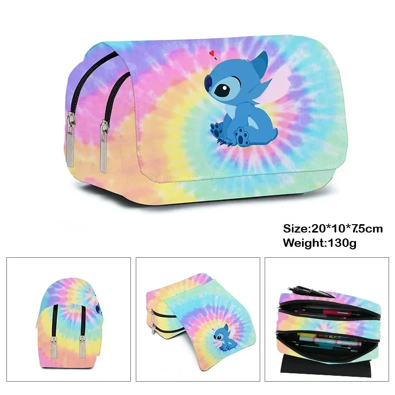 Anime Stitch Fully Printed Flap Pen Bag Stationery Box Pencil Case Primary and Secondary School Student School Bag Cartoon image 6