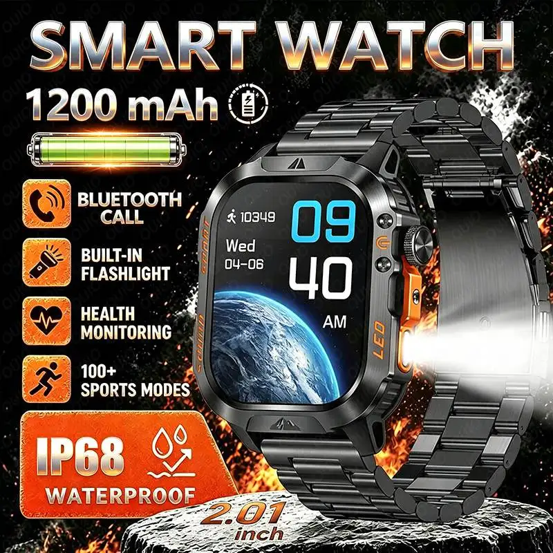 

2026 New Smart Watch IP68 Waterproof Multi-Sport Mode Bluetooth Call Flashlight 100+ Sports Mode Health Monitoring Sports Watch