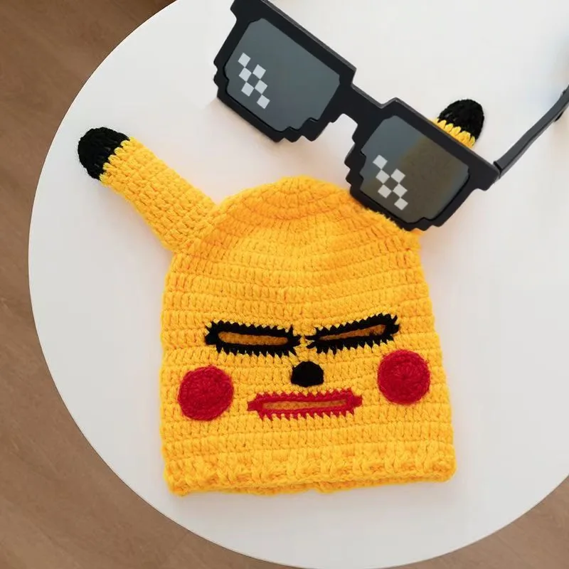 Zabawne kapelusze cosplay na Halloween, ręcznie robione na szydełku unisex, maski-kapelusze, urocze, personalizowane wełniane opaski na głowę, ręcznie robione na imprezę wieczorową.