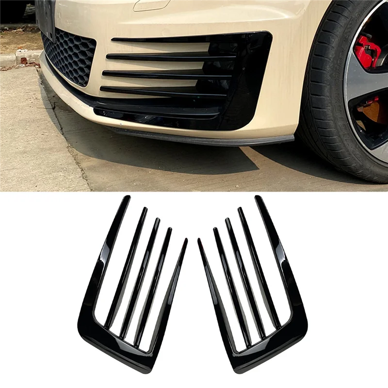 2Pcs Car Front Bumper Fog Light Grille Cover Fog Light Cover Trim for Golf MK7 GT-I 2013-2016