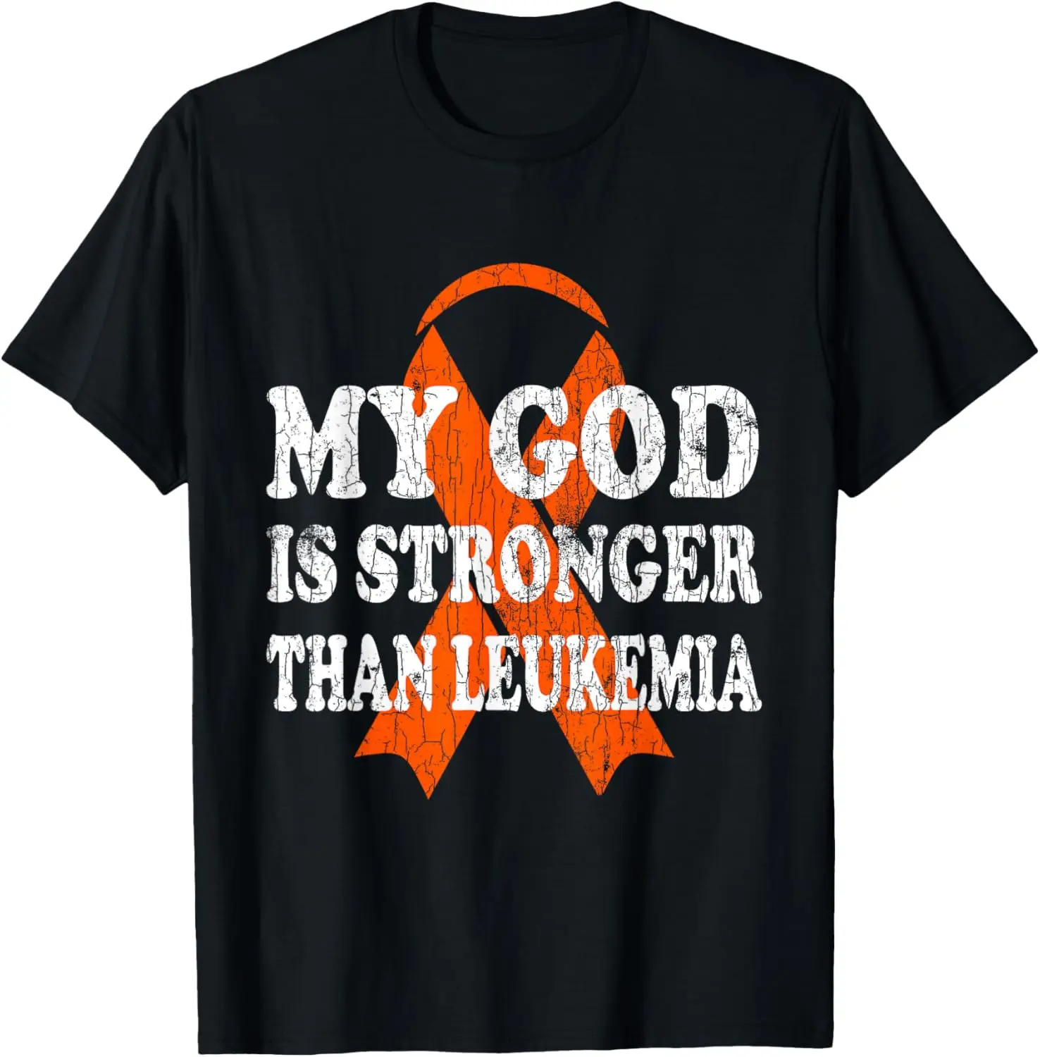 تي شيرت God Is Stronger Than Leukemia Happy Awareness Orange Graphic