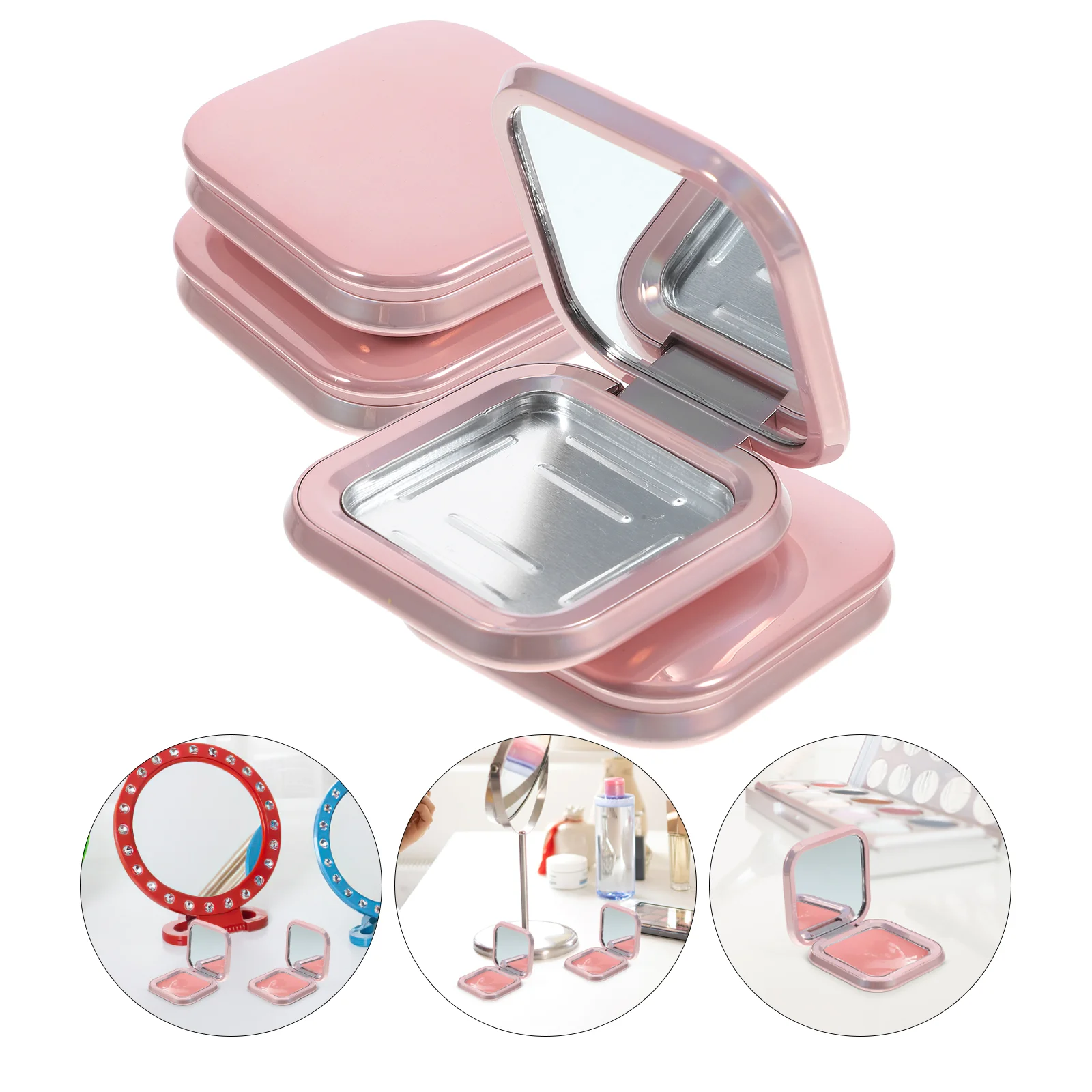 4 Pcs Packaging Box Makeup Container Empty Highlighter Case Blush Palettes Mirror Eyeshadow The Circle