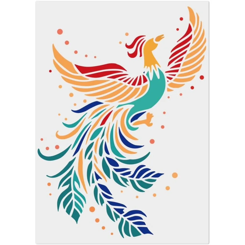 Phoenix Stencils 11.7x8.3 inch Firebird Painting Stencil Flying Phoenix Stencil Mythical Phoenix Reusable Drawing Template