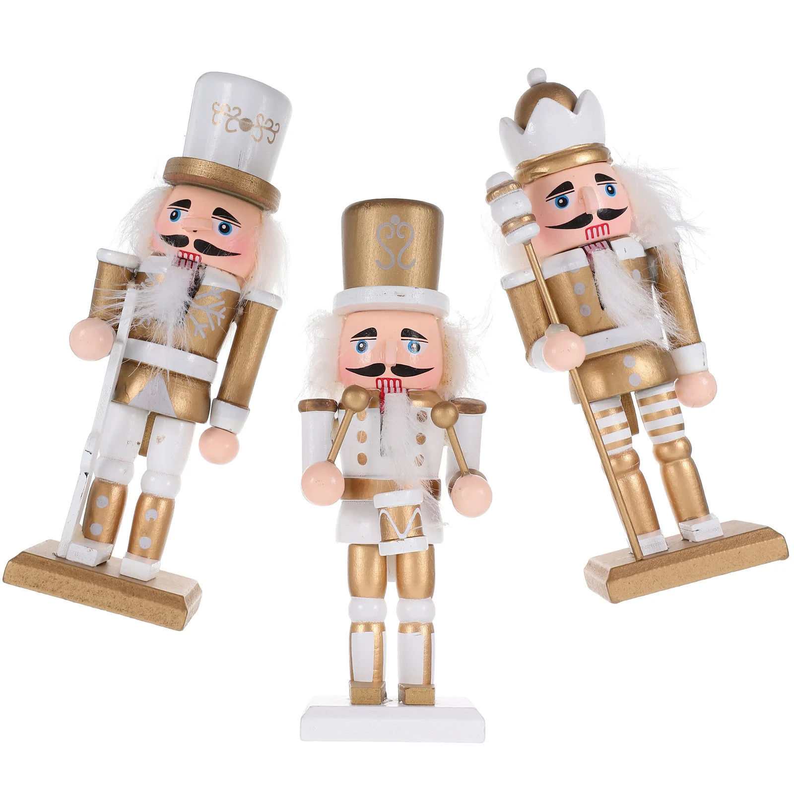 

3pcs Nutcracker Soldier Wooden Craft Christmas Decoration Ornament For Holiday Home Office Display Decorative Figure