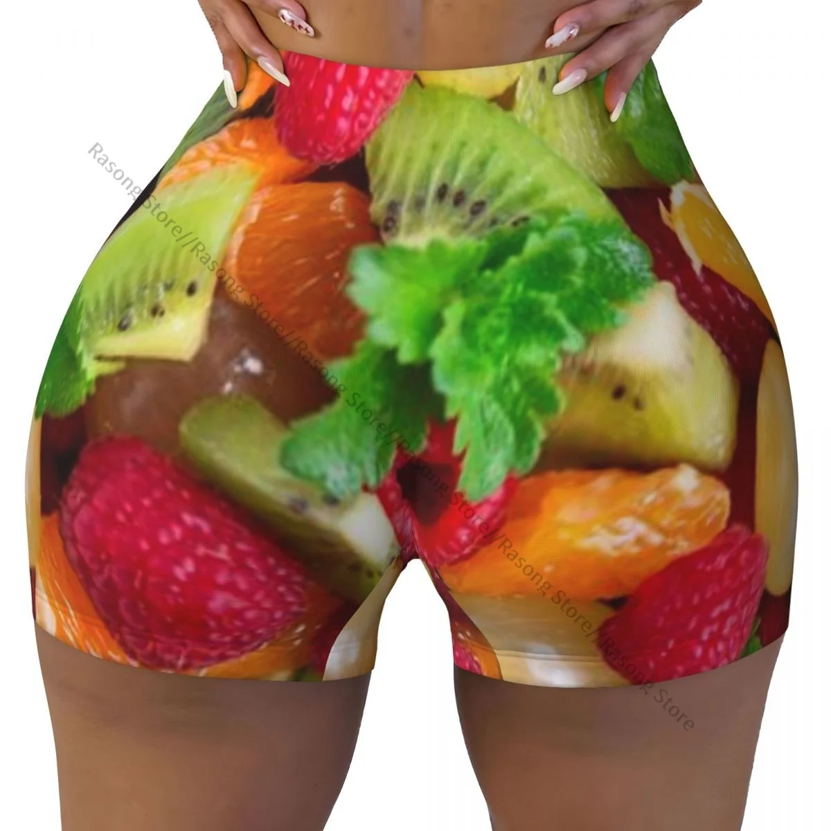 Push Up Short Elasticity Scrunch Butt Fresh Fruit With Raspberry Mandarin Running Shorts Sports Shorts Womens Clothes Gym