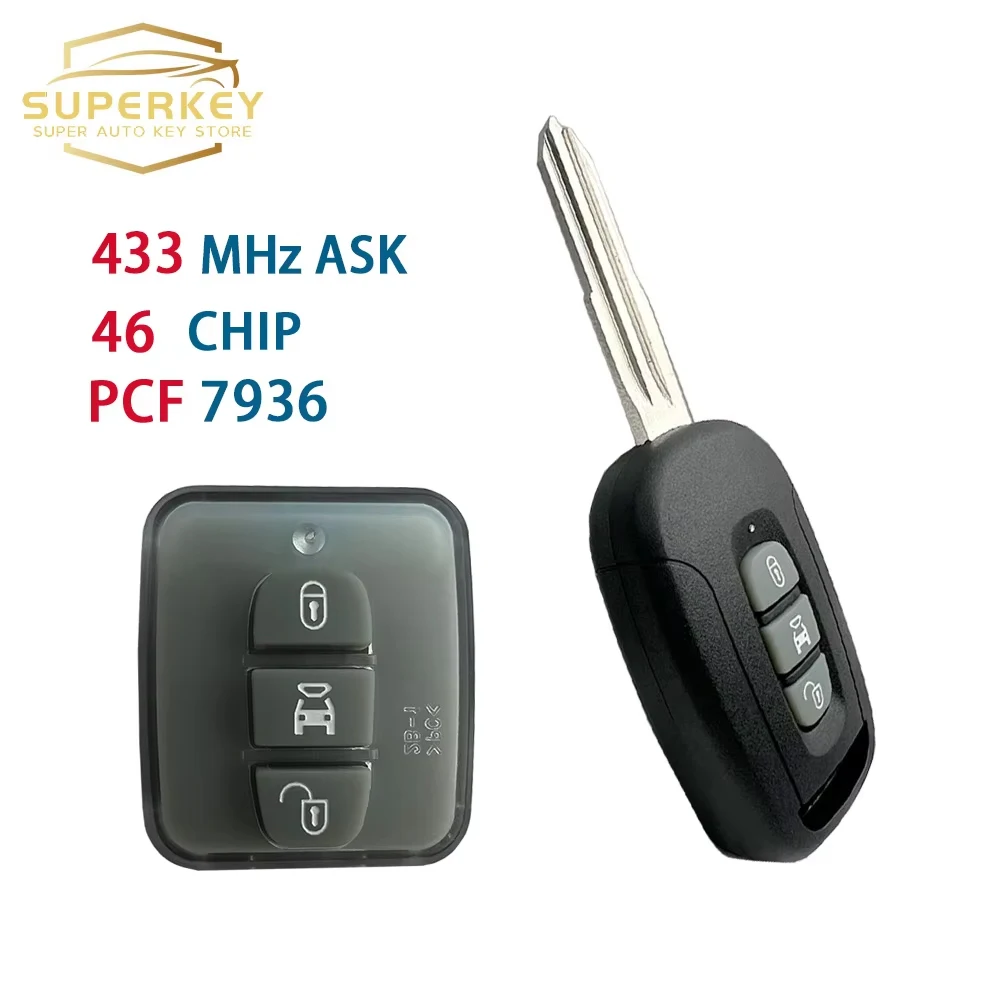 

3 Button Remote Car Key 433MHz ID46 PCF7936 Chip For Chevrolet Captiva Holden 5 for Opel Antara 2006 2007 2008 2009 Uncut Blade