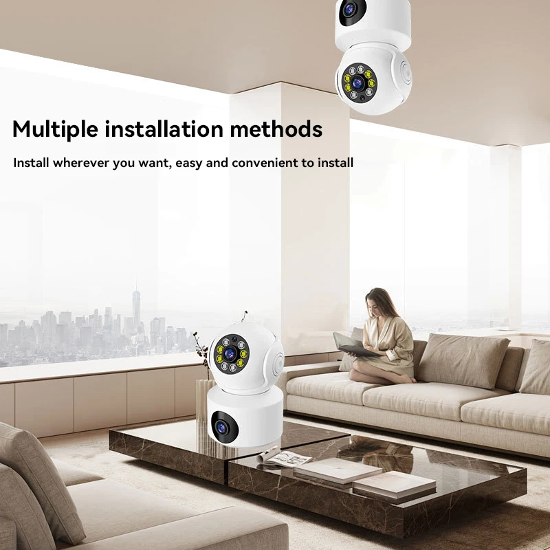 كاميرا Xiaomi 4K مزدوجة العدسة قابلة للدوران، مراقبة واي فاي، تتبع تلقائي، لون الصوت، رؤية ليلية، كاميرا ويب ذكية داخلية