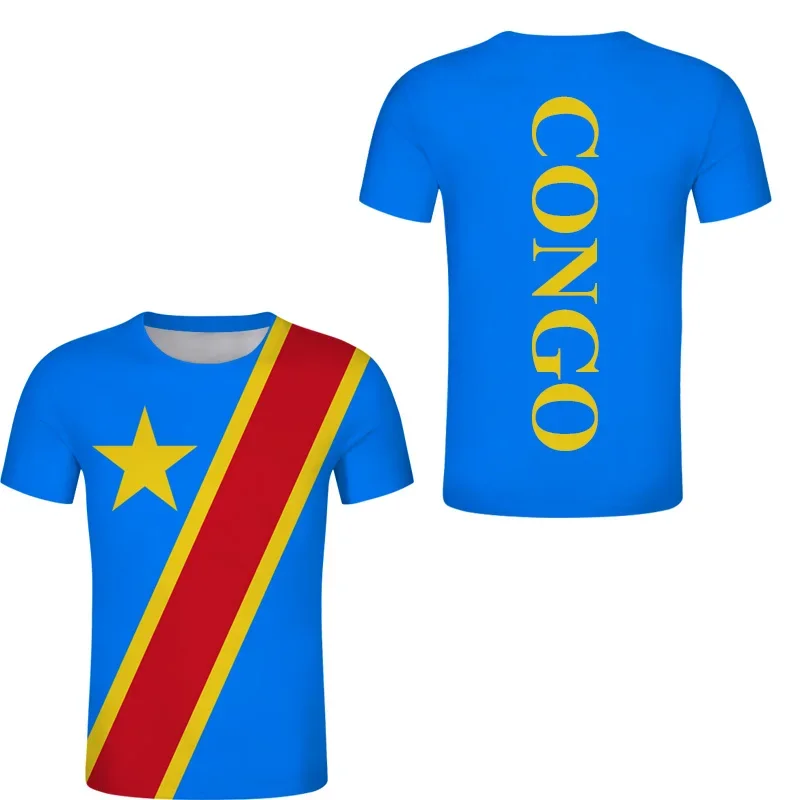 DR Congo T Shirt Summer Custom Men\'s Kinshasa ZAR Tshirts French Emblem Zaire Tee Con Customize ZA Country Design Top