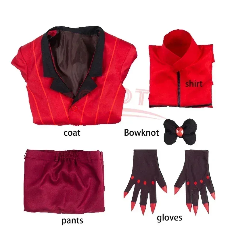 Hazbin-uniforme de Hotel para Cosplay, disfraz de ALASTOR, uniforme de Halloween para hombres adultos, chaqueta, pantalones, disfraces, traje rojo, Cosplay de Anime