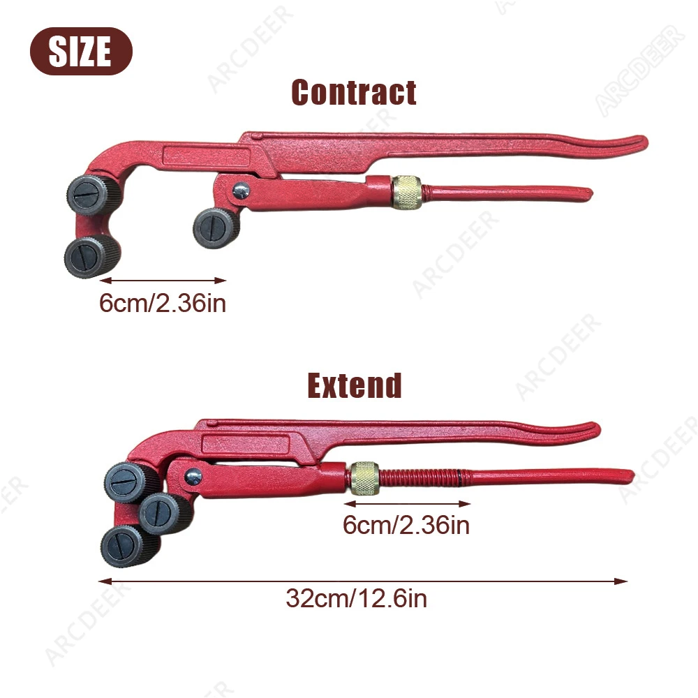 Coarse-thread Pipe Wrench for 3/8“ To 2” Pipes Precision Adjustable Triangular Rollers Pipe Repair Heavy-duty Pipe Expander