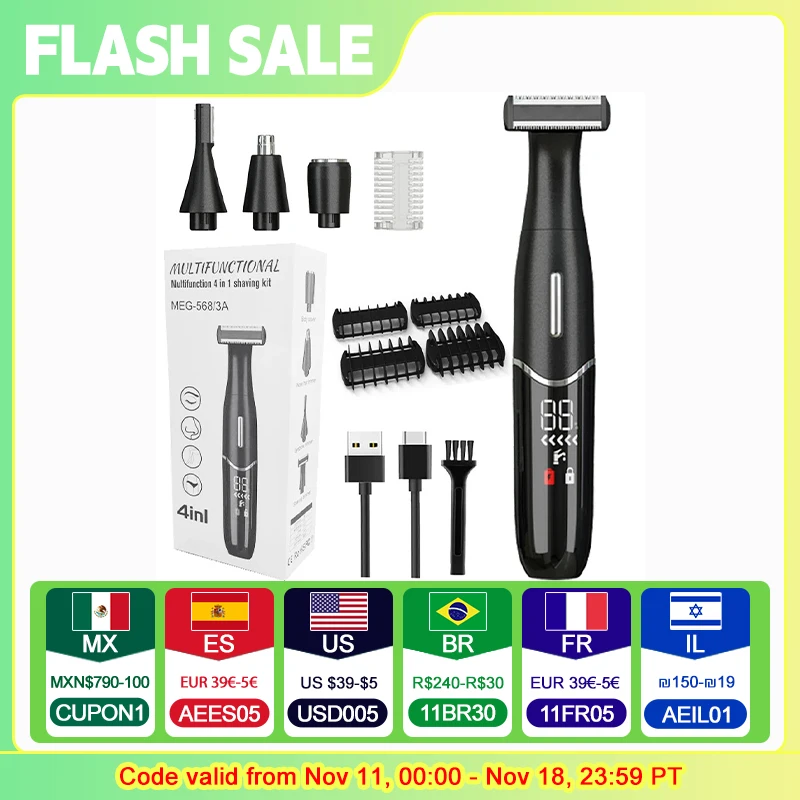 Intimate Areas Haircut Precision Shaver Men Bikini Line Sensitive Razor Balls Eggs Pubic Hair Shaving Trimmer Face Beard Clipper