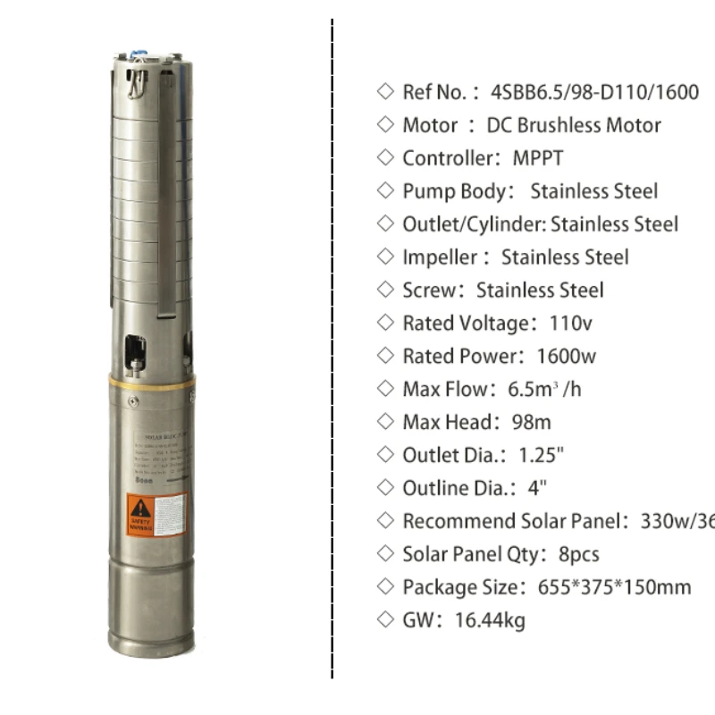 YYHCunderground water Solar pump system without electricity submersible pump motor pump with solar panel