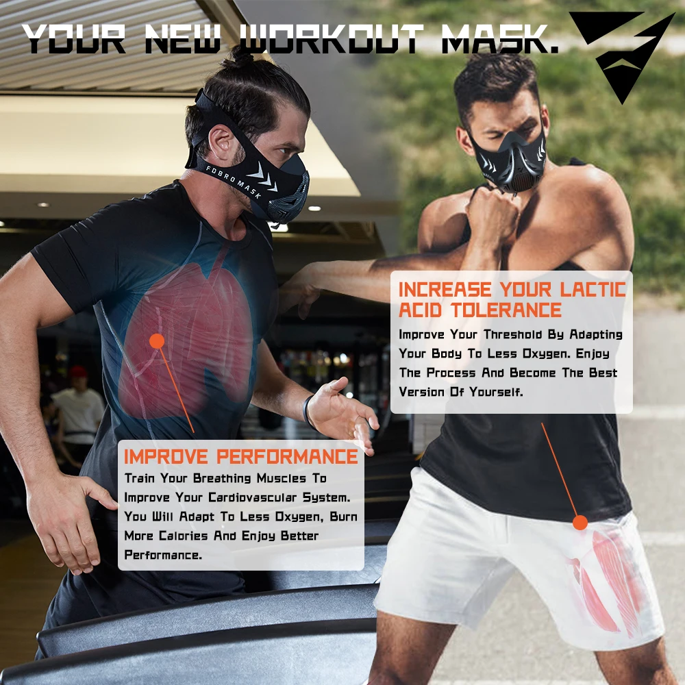 FDBRO MMA Cardio Workout 3.0 Running Resistance Elevation Endurance Mask for Fitness High Altitude Training Sports Mask