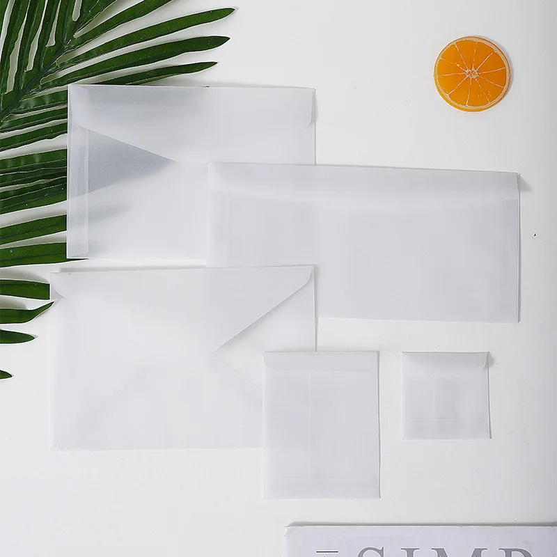 50pcs Translucent European Sulfuric Acid Paper Envelope for Wedding Invitation Business Supplies Giftbox Storage Greeting Cards