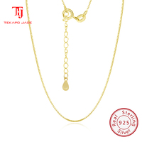 TKJ JEWELS 14K Gold 0.6mm Box Chain Necklace Fashion 925 Sterling Silver Basic Chain Necklace Party Jewelry for Women CN09