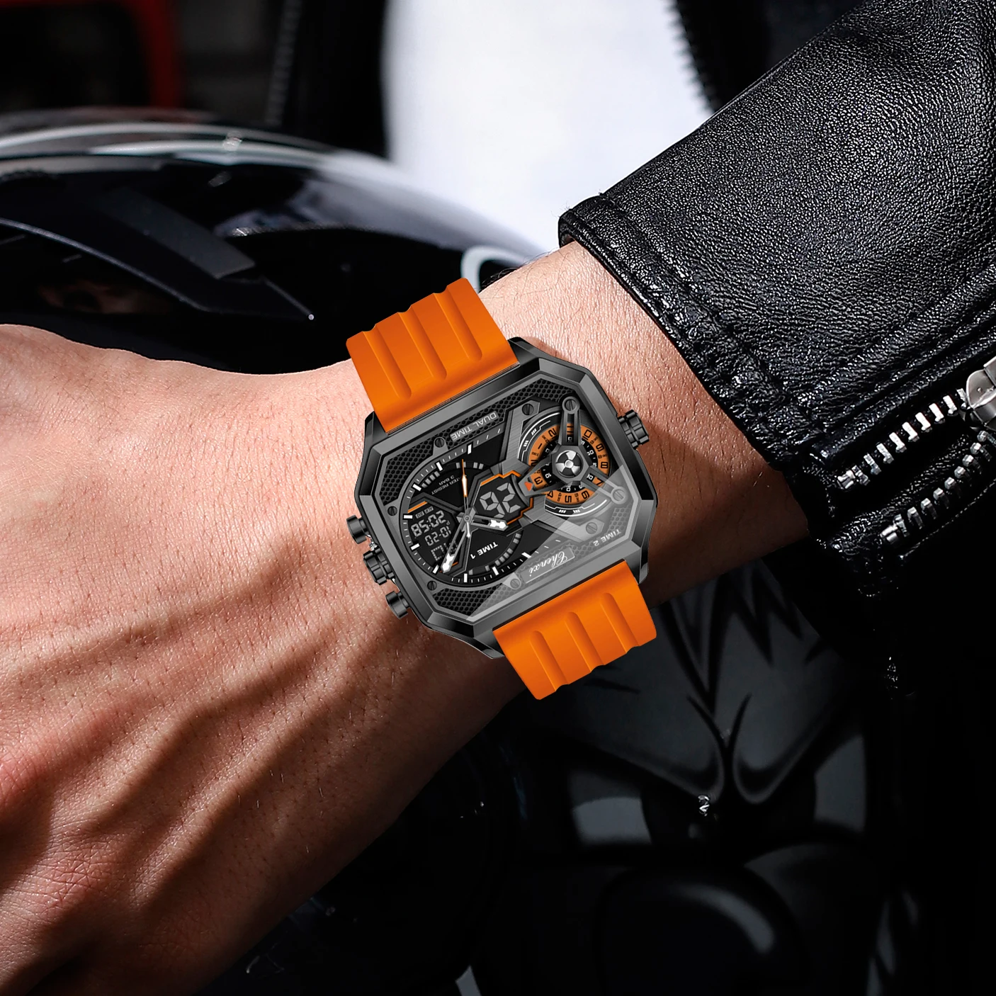 Trendy Sports Men's Digital Watches with Dual Display, Multi-Function Timer, Luminous, Water-Resistant, Large LED Dial, Gift