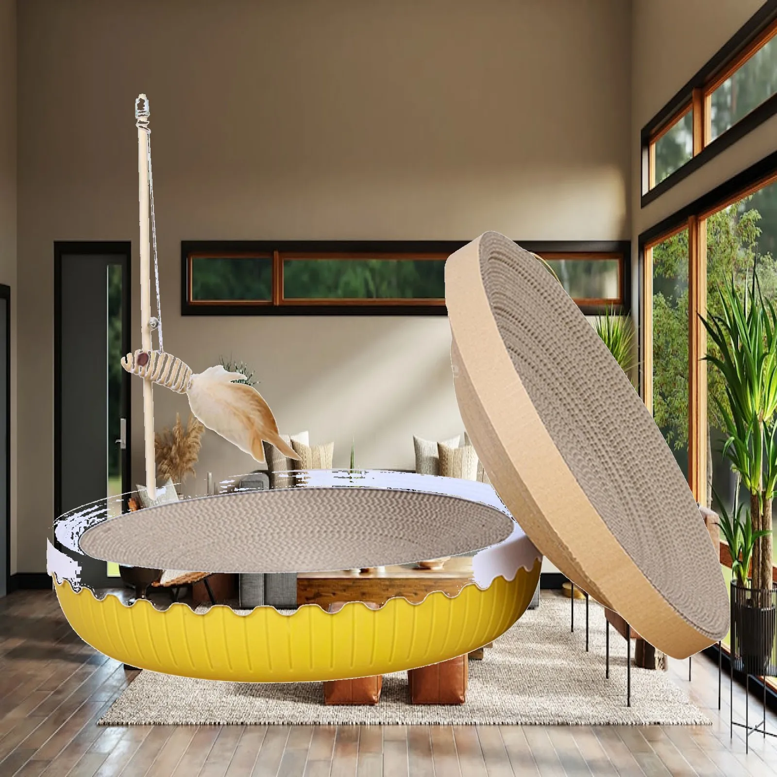 Cat Scratch Pad Bowl Large Corrugated Cardboard Scratcher for Cats Claw Sharpening Sleeping and Playing Furniture Protector