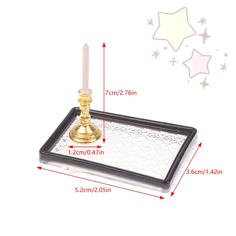 1/12 Dollhouse Simulation Candle On Tray Model For Living Room Bedroom Doll House Mini Furniture Decor Ornaments
