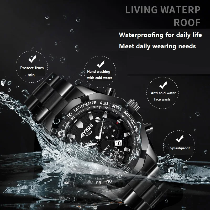 Fashion Clock Watch Non-mechanical Stainless Steel Waterproof Men\'s Watch Luminous High-end Luxury Man Quartz Watches For Wrist