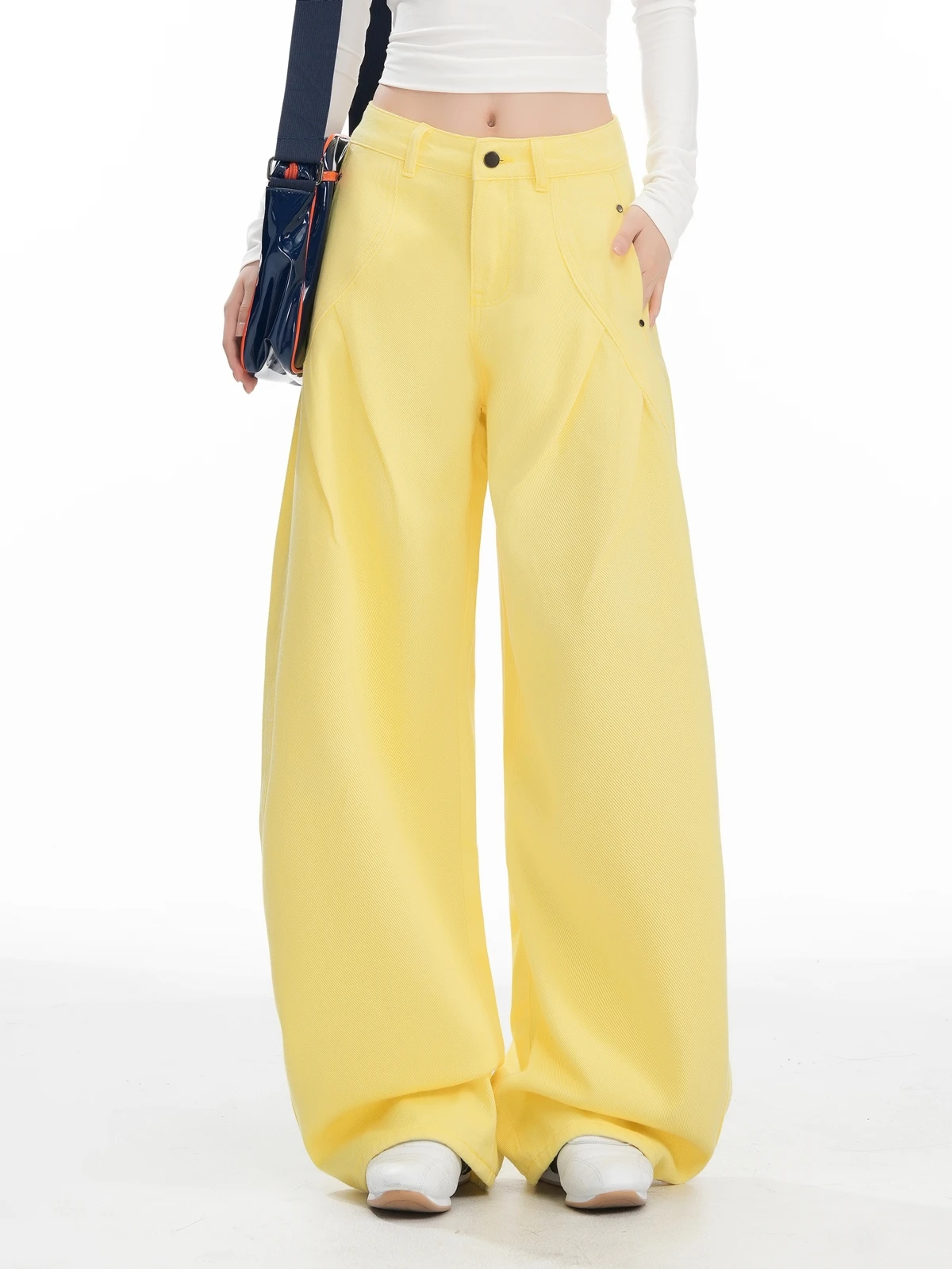 ZHISILAO Nuovi Jeans Cargo Gialli Donna Vintage Casual Y2k Pantaloni in Denim Allentati a Vita Alta Streetwear 2025