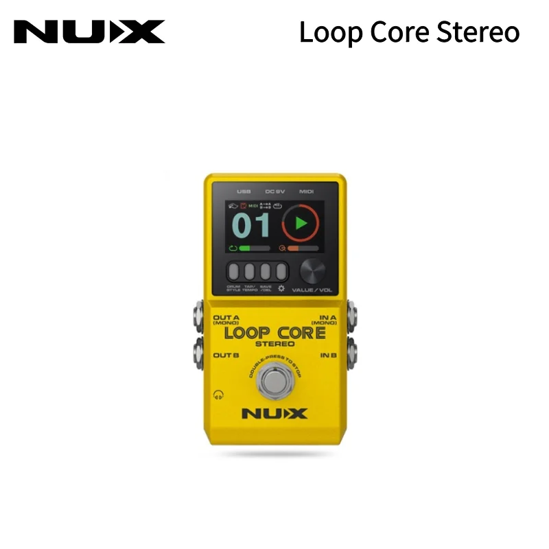 NUX-Loop Core Stereo Pedal, Electric Guitar Effects, Next-Gen Looper Pedal with Color LCD MIDI Control, Guitar Accessories