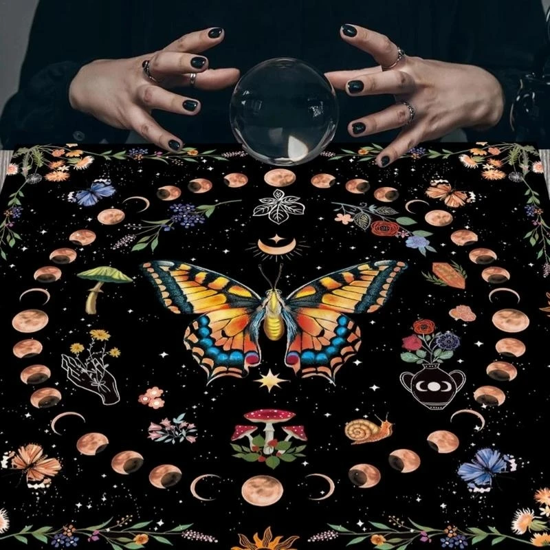 لوحة قماش فلانيليت تاروتس مربعة الشكل، لوحة ألعاب، غطاء طاولة فلكي #5