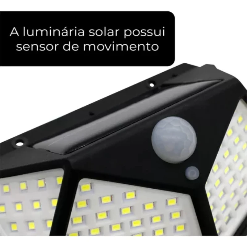 5 Parede Solar 100 Leds Luz Balizador Jardim Lumin Solar Lumin