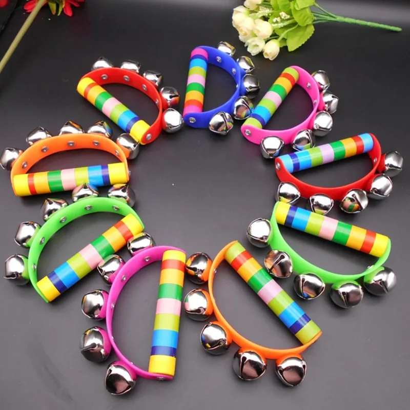 เครื่องดนตรีไม้ ของเล่นเสริมพัฒนาการเด็กเล็ก สำหรับเด็กวัยเตาะแตะ การศึกษาปฐมวัย ระฆังมือรูปครึ่งวงกลมหลากสี