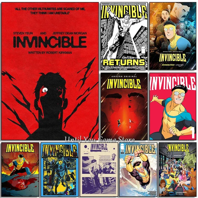 Póster de la serie invincible de dibujos animados de Anime para decoración del hogar, perfecto para sala de estar o dormitorio, arte de pared, pintura sin marco