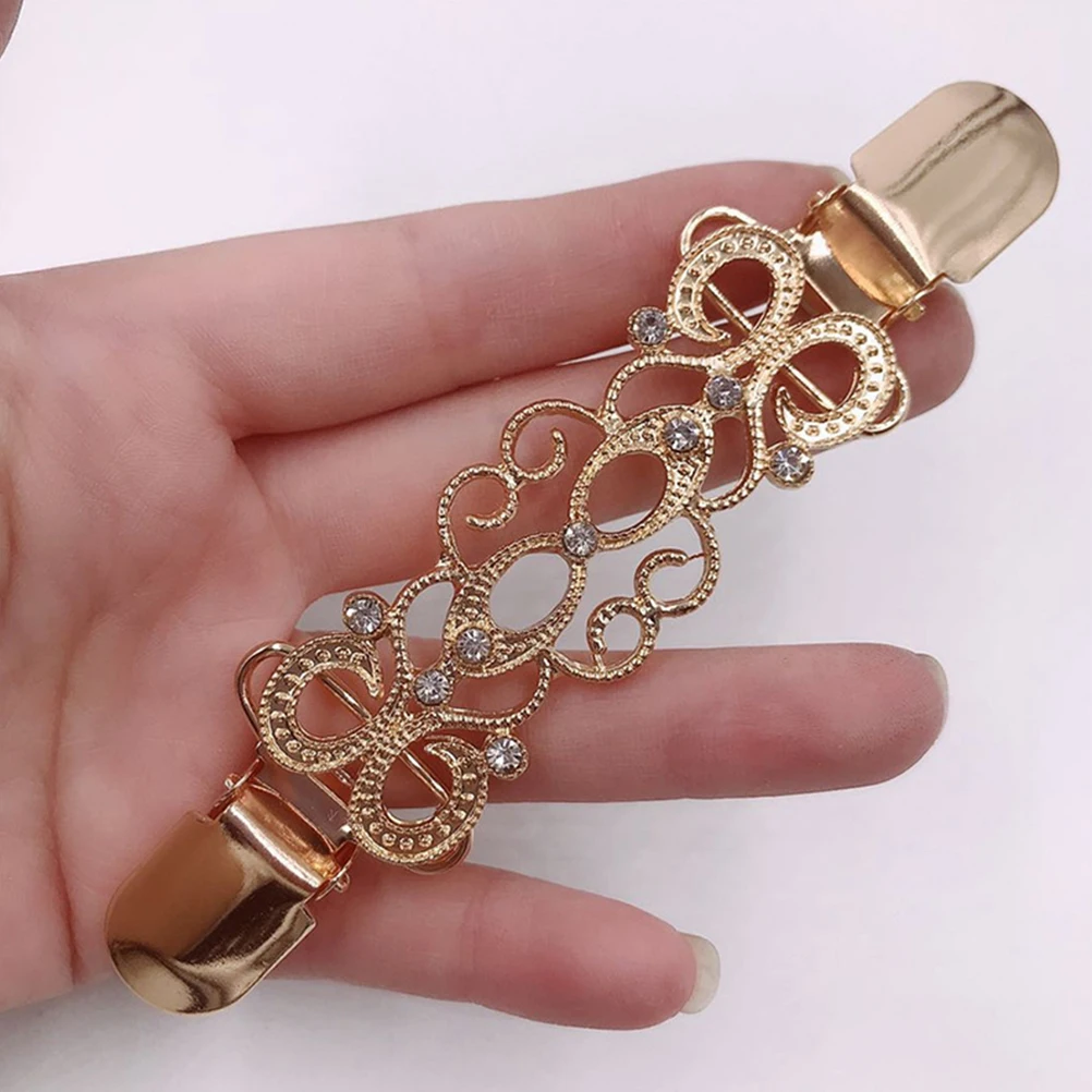 

2pcs Vintage Alloy Rhinestone Brooch Clips Sweater Brooches Clothing Accessories For Shirt Scarf Hat Shawl Dress Suit