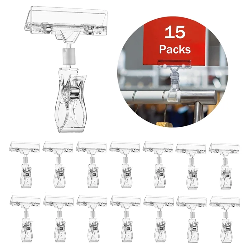 30PCS Clear Sign Clips For Display, Sign Holder Clips For Retail, Plastic Price Sign Clamps Label Tag Acrylic Clips